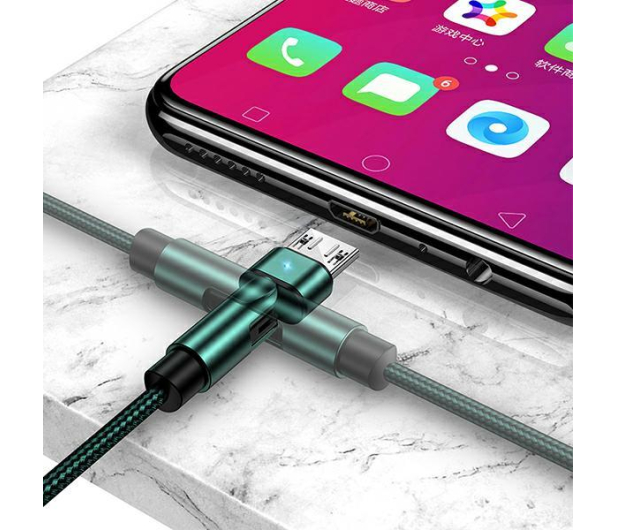USAMS Kabel pleciony obrotowy U60 2A microUSB zielony - 1569074 - zdjęcie 6